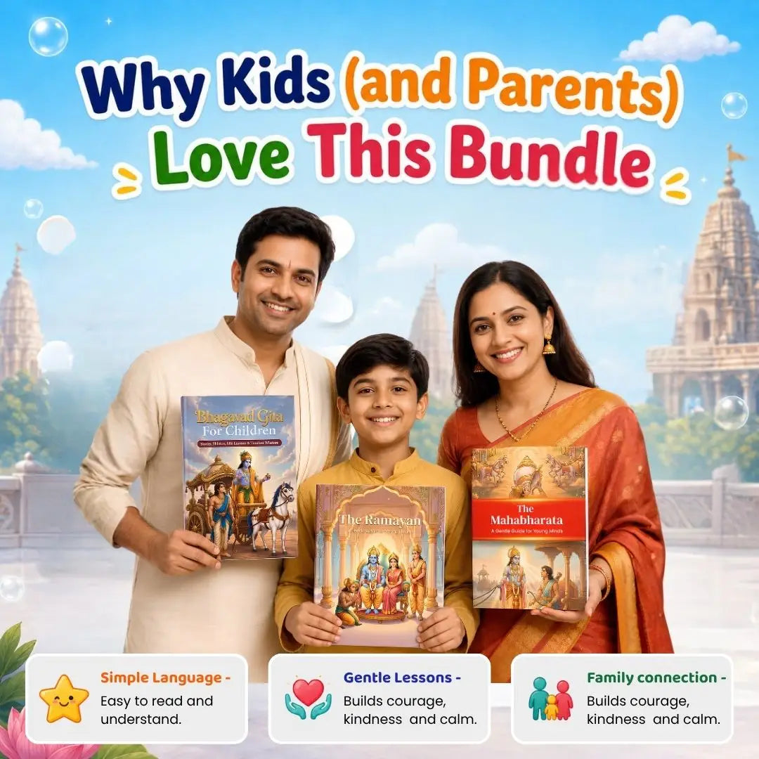 Sanatan Story Pack™ – Ramayan, Mahabharat & Bhagavad Gita for Kids (Ages 4–12) | Illustrated Bedtime Stories with Values