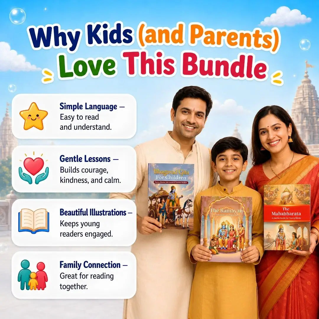 Sanatan Story Pack™ – Ramayan, Mahabharat & Bhagavad Gita for Kids (Ages 4–12) | Illustrated Bedtime Stories with Values