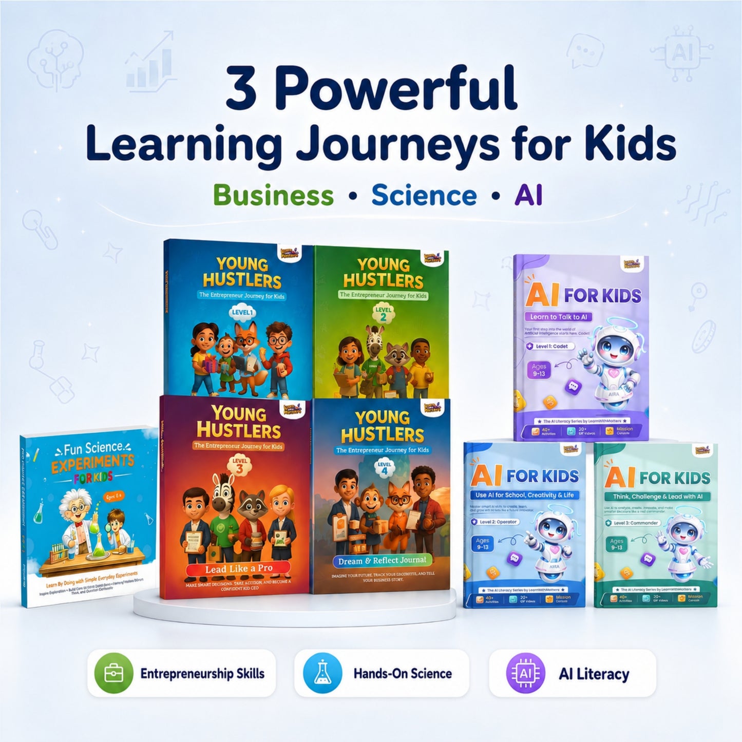 3 Powerful Learning Journey for Kids – Science, AI &amp; Entrepreneurship | 8 Books for Ages 6–14