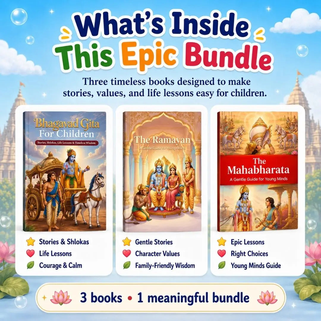 Sanatan Story Pack™ – Ramayan, Mahabharat & Bhagavad Gita for Kids (Ages 4–12) | Illustrated Bedtime Stories with Values