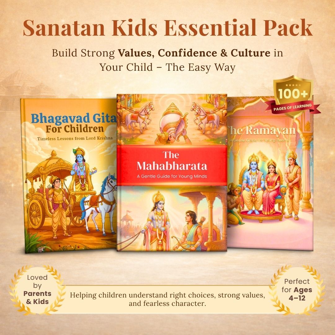 Sanatan Story Pack™ – Ramayan, Mahabharat & Bhagavad Gita for Kids (Ages 4–12) | Illustrated Bedtime Stories with Values