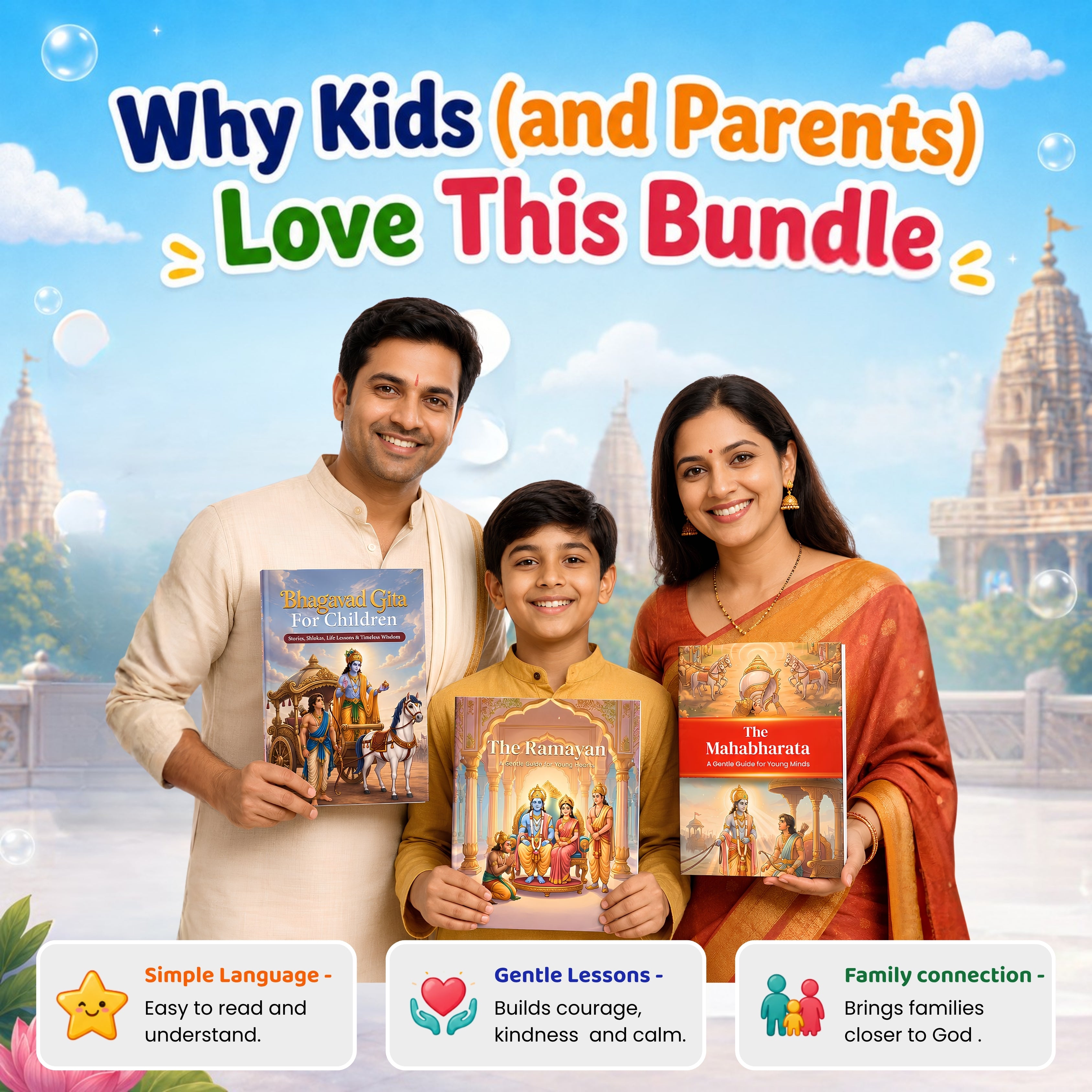 Sanatan Story Pack™ – Ramayan, Mahabharat & Bhagavad Gita for Kids (Ages 4–12) | Illustrated Bedtime Stories with Values